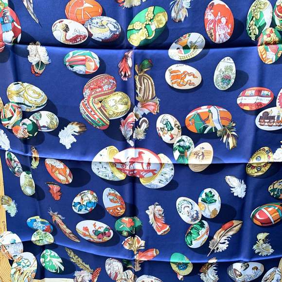 HERMES Paris Blue Silk Scarf Couvee D' 1994 Caty Latham - Picture 3 of 7